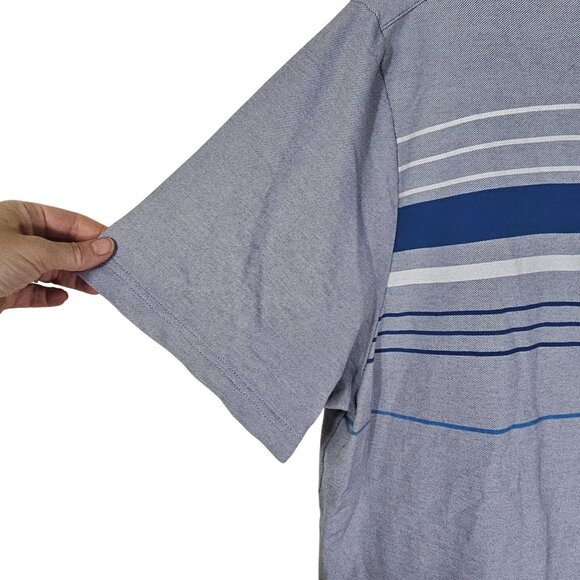 Travis Mathew Performance Polo Shirt XXL Gray & Blue Stripes Short Sleeve Golf - Picture 6 of 10